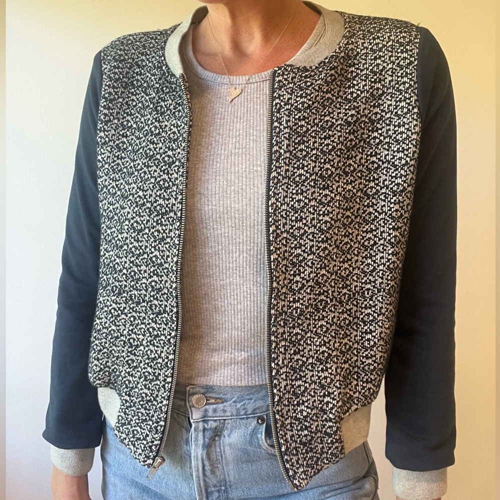 anthro ARMOUR VERT WOOL AND CASHMERE KNIT TWEED BOMBER JACKET